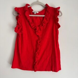 Red ruffle tank